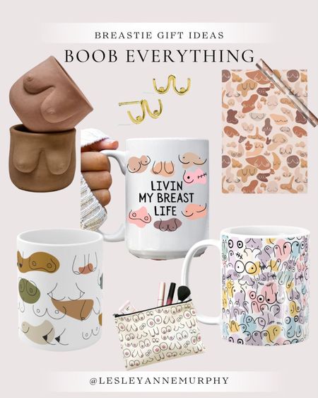 Breastie gift ideas - boob everything! I drink coffee out of boob mugs, wrap gifts in boobie wrapping paper, and wear my boob earrings proudly. 

#BRCA #mastectomy #carepackage 

#LTKGiftGuide