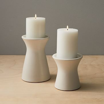Pure White Ceramic Pillar Candleholder | West Elm (US)