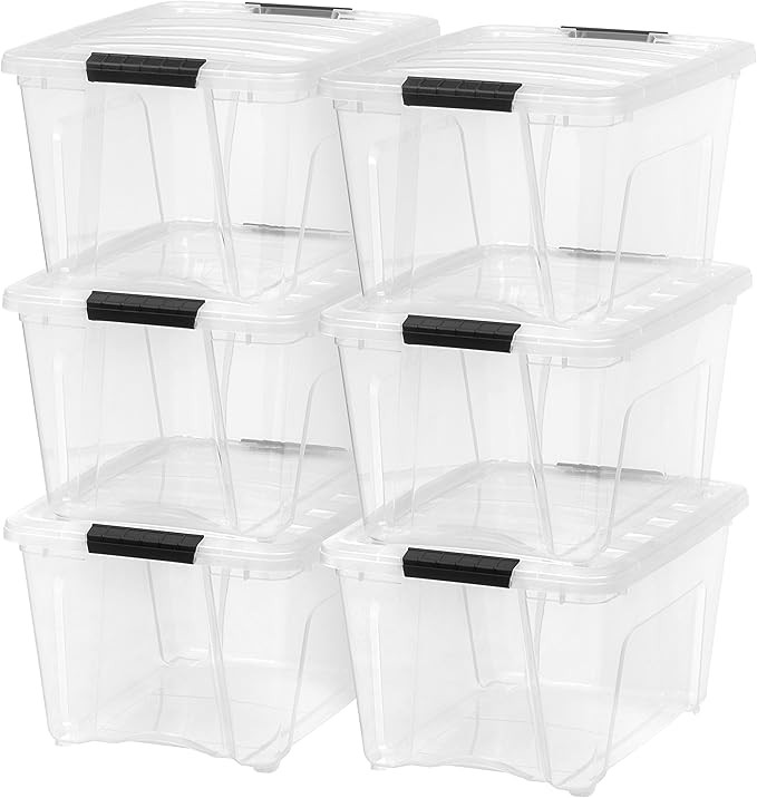 IRIS USA TB-28 Stack & Pull Box, 31.75 Quart, Clear, 6 Pack | Amazon (US)