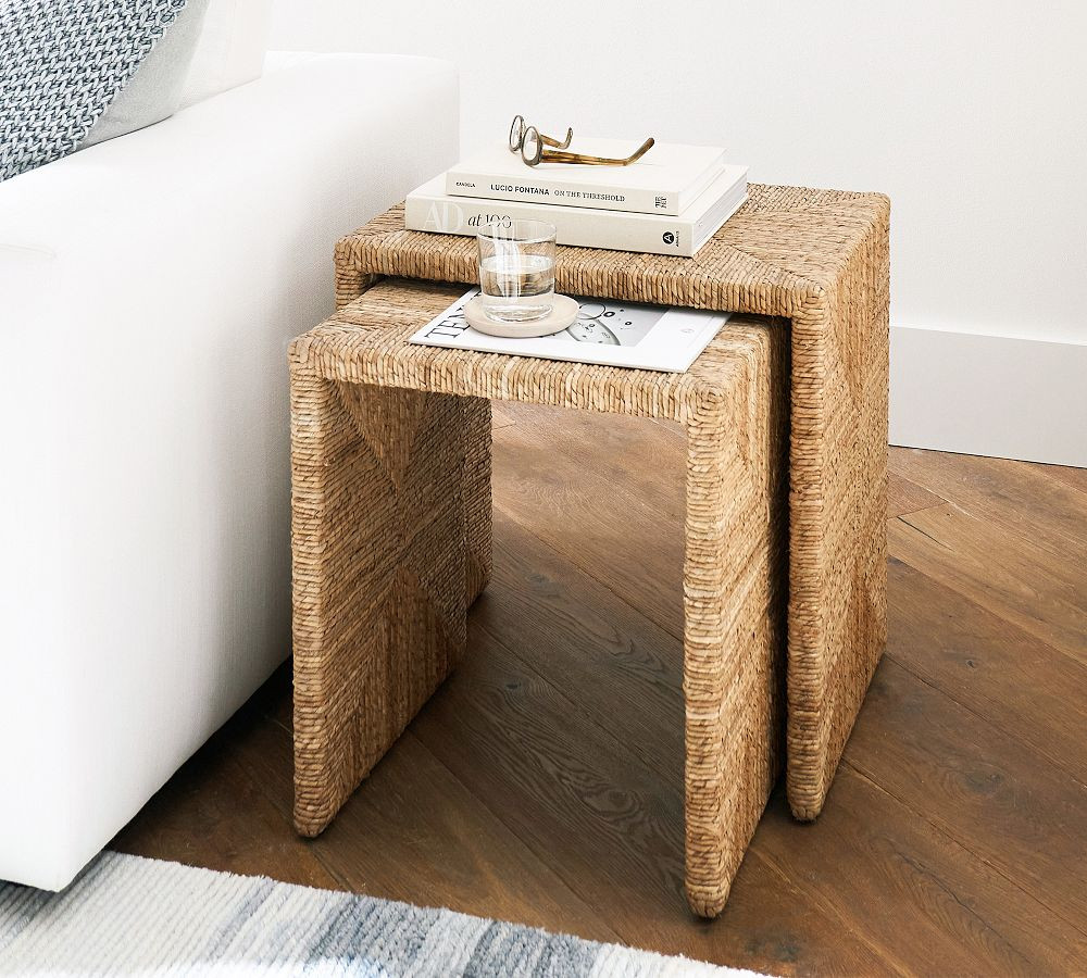 Malibu Rectangular Woven Nesting Tables | Pottery Barn (US)