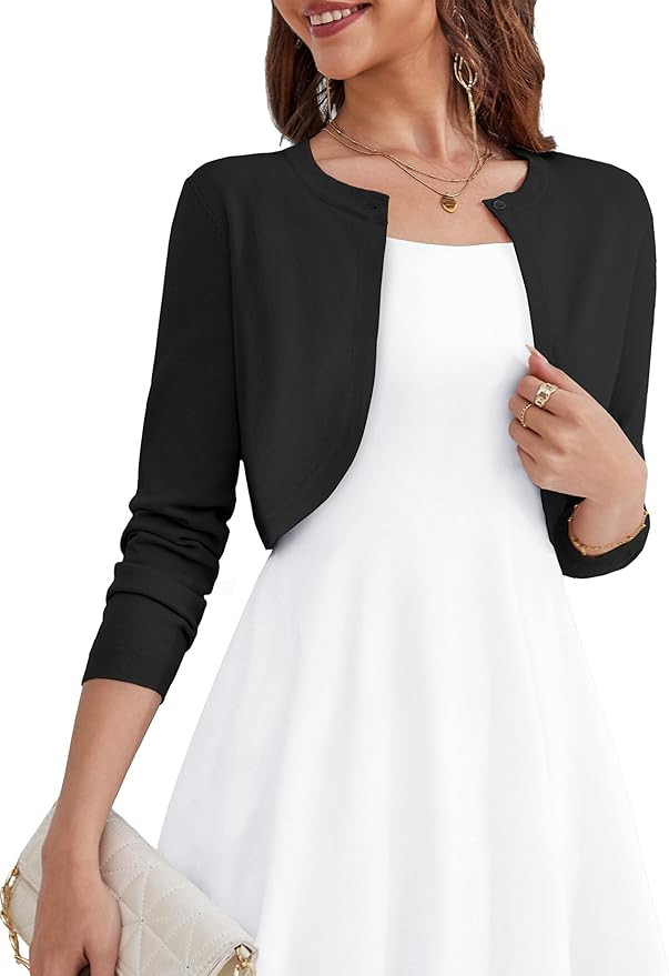 OmicGot Women's Long Sleeve Cardigan Knit Sweaters Cropped Open Front Bolero Shrug for Dresses S-... | Amazon (US)