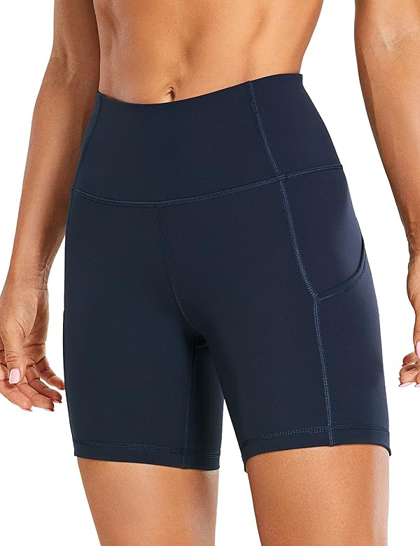 CRZ YOGA Women's Naked Feeling Light Biker Shorts 6'' - High Waisted Gym Run Workout Compression Spa | Amazon (US)
