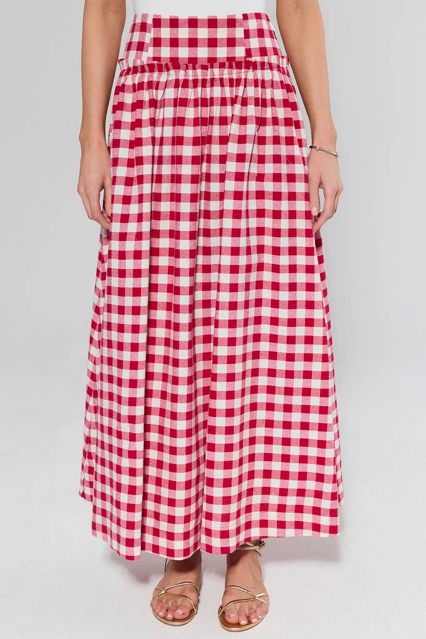 Allie Red Gingham Maxi Skirt | Avara