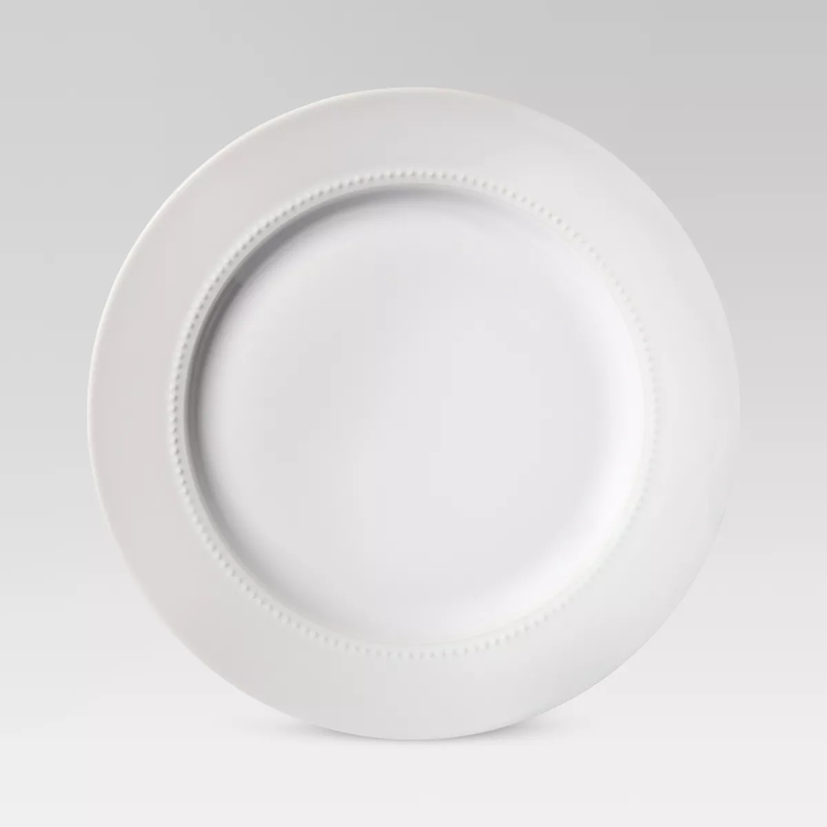 11" Porcelain Beaded Rim Dinner Plate White - Threshold™: Solid Textured Round Microwave & Dish... | Target