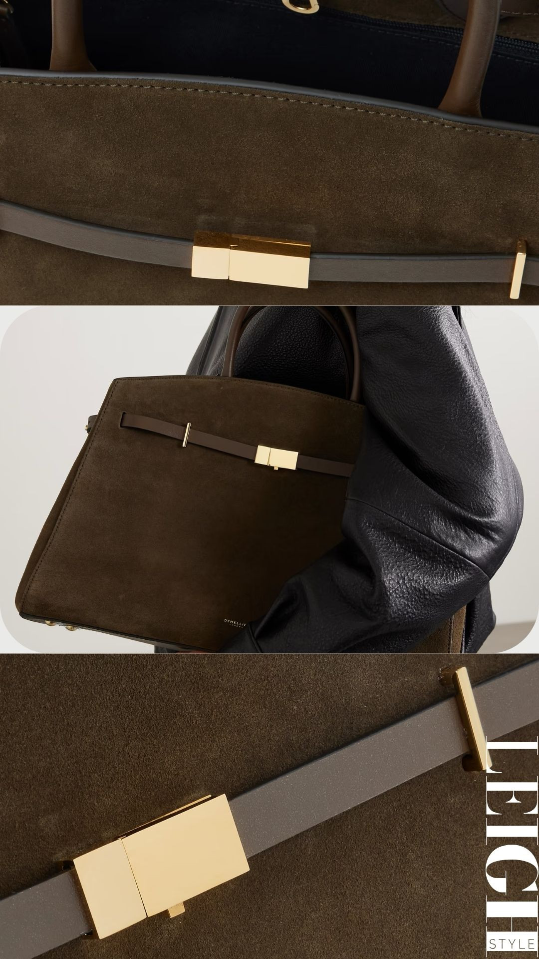 Elevate your everyday style with DEMELLIER The Hudson Leather-Trimmed Suede Tote. Crafted with rich suede and refined leather trim, this sophisticated designer tote features a structured silhouette, elegant gold-tone hardware, and spacious interior for daily essentials. Perfect for work, travel, or polished casual outfits, this timeless handbag blends practicality with understated luxury. A must-have piece for lovers of quiet luxury and modern elegance. 

 #LTKootd #LTKWorkwear #LTKTravel