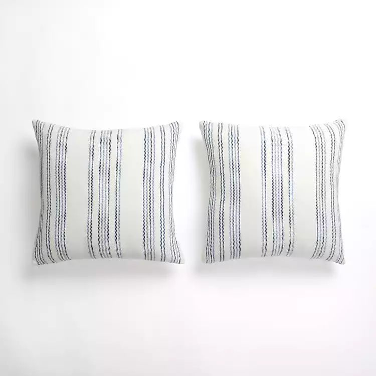 New! Blue Jolene Striped Woven Pillows, Set of 2 | Kirkland's Home