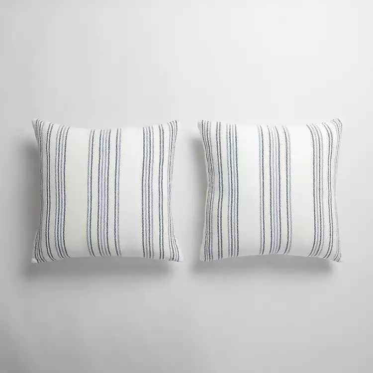 New! Blue Jolene Striped Woven Pillows, Set of 2 | Kirkland's Home