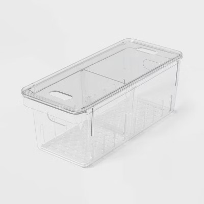 Divided Berry Bin with lid Clear - Brightroom™: Refrigerator Organizer, Kitchen Storage, Freeze... | Target