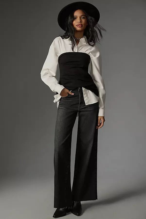 FRAME Le Slim Palazzo High-Rise Wide-Leg Jeans | Anthropologie (US)