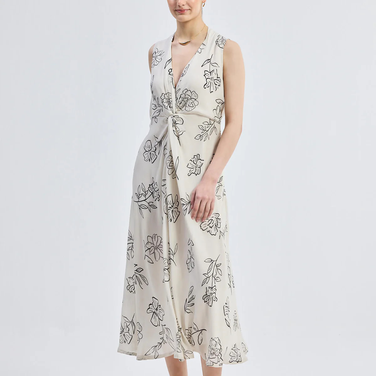Front Twist Maxi dress in Black Florals | Reistor