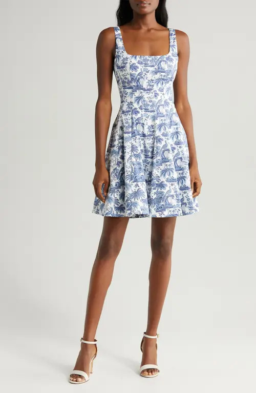 STAUD Wells Dot Minidress in Blue Toile at Nordstrom, Size 10 | Nordstrom