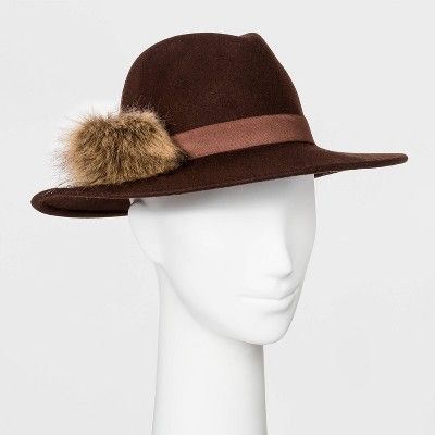 Women's Felt Wide Brim Fedora Hat - A New Day™ Brown | Target
