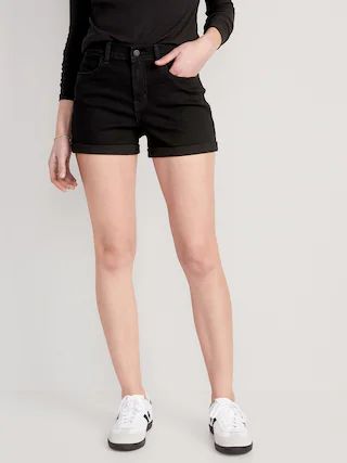 Mid-Rise Wow Black Jean Shorts for Women -- 3-inch inseam | Old Navy (US)