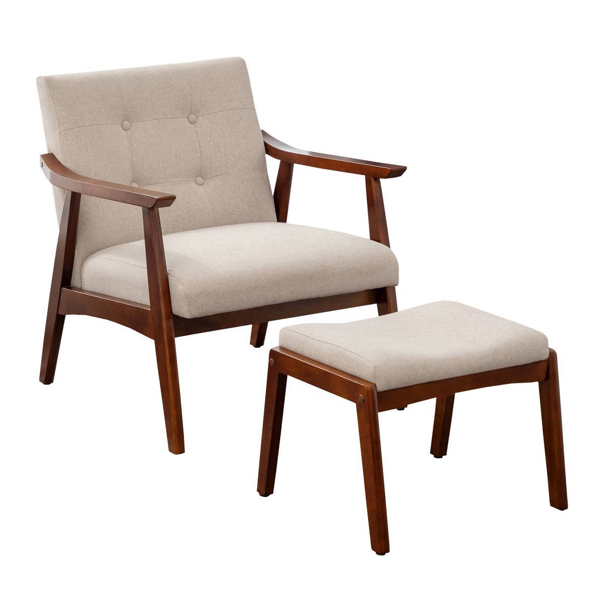 Breighton Home Take a Seat Natalie Accent Chair and Ottoman Set Sandy Beige Fabric/Espresso | Target