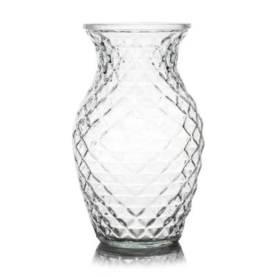 Clear Diamond-faceted Glass Vase For Flowers 5.0" W 8.0" H | Wayfair North America