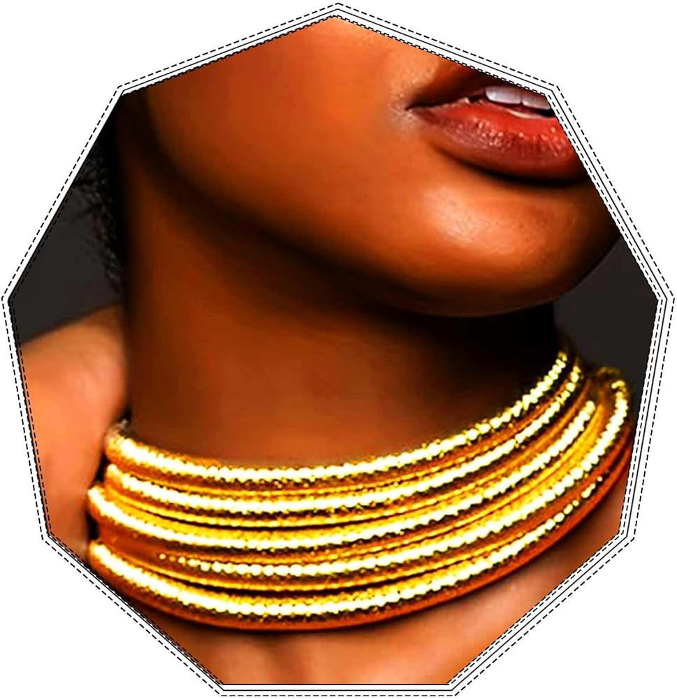 African Choker Necklace Gold Rope Weave Collar Layered Boho Tribal Chokers Multilayer Statement P... | Amazon (US)