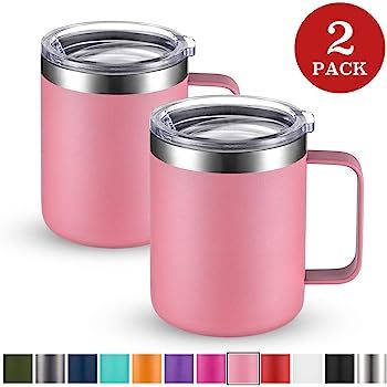 Civago Stainless Steel Coffee Mug Cup with Handle, 12 oz Double Wall Vacuum Insulated Tumbler wit... | Amazon (US)