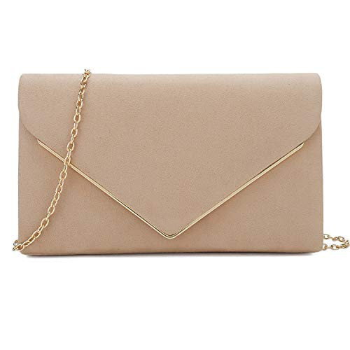 CHARMING TAILOR Faux Suede Clutch Bag Elegant Woman Evening Purse for Wedding/Prom/Black-tie Events (Nude) | Amazon (US)