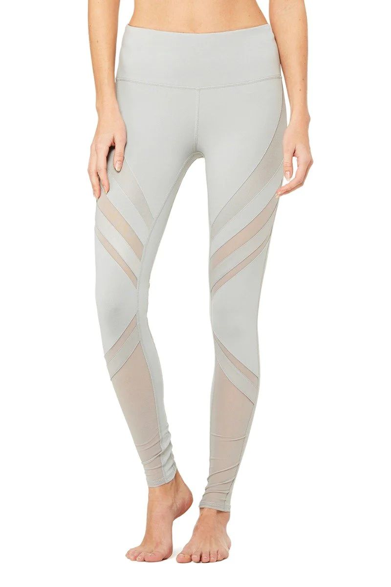 Alo Yoga High-Waist Epic Legging - Alloy - Size XXS - Nylon Spandex / Micro Mesh / Glossy | Alo Yoga