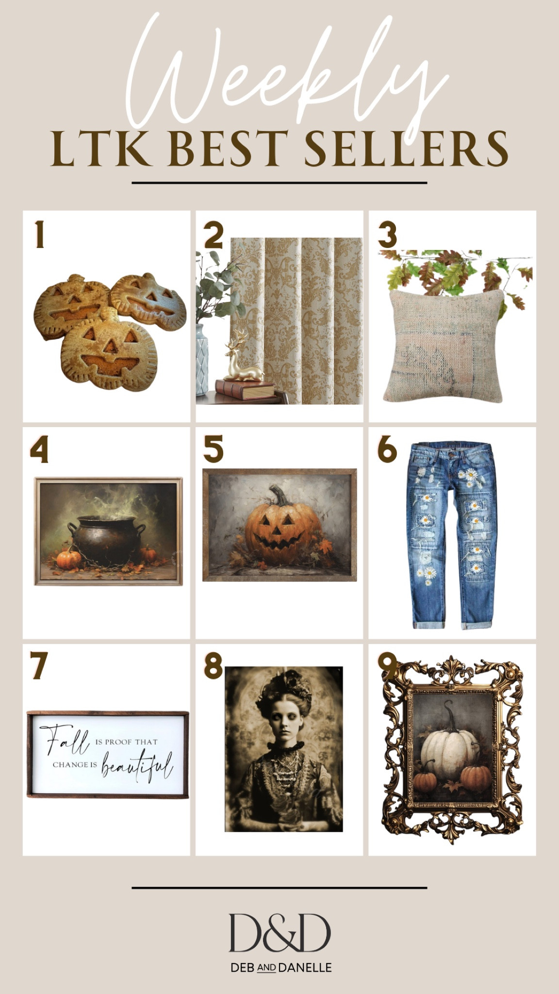 These were our top-selling products on LTK for the week, including our faux pumpkin cookies, some Halloween-inspired digital prints from Etsy, and these adorable patched jeans from Walmart. 

#LTKSeasonal #LTKHome #LTKMidsize
