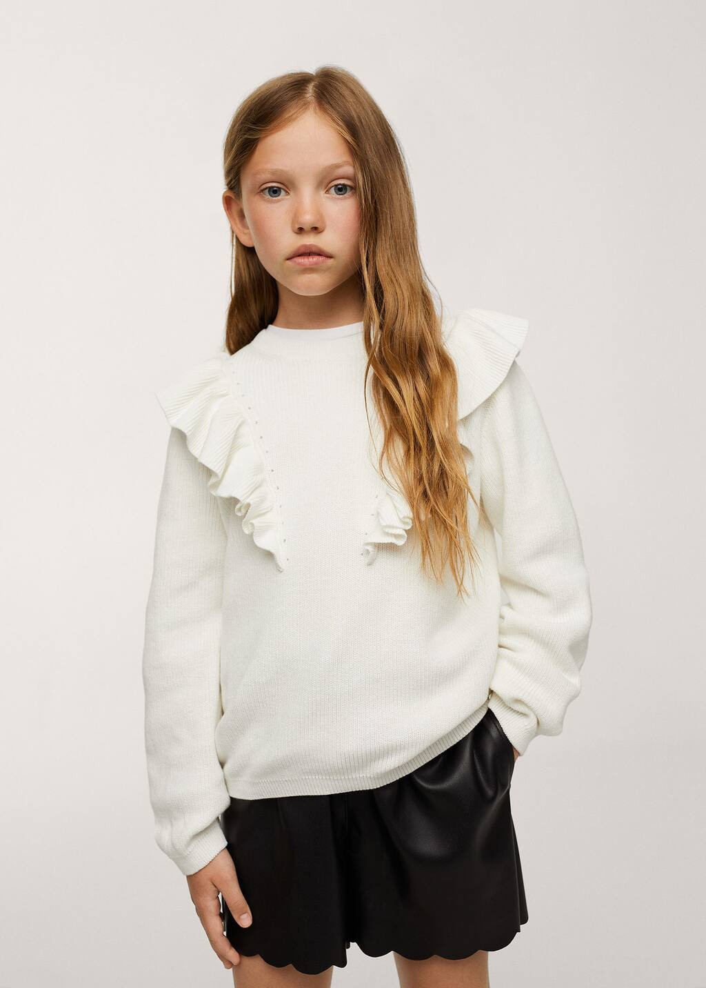 Ruffled cotton sweater | MANGO (US)