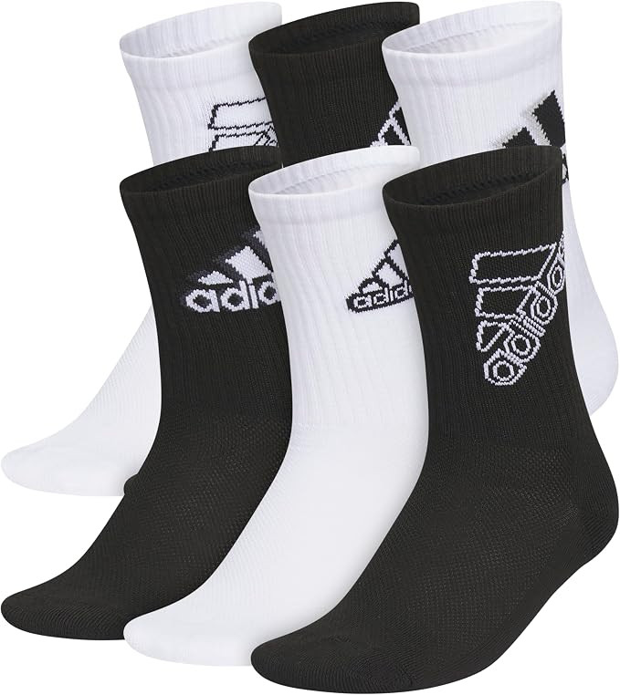 adidas Unisex Youth Athletic Cushioned 6-Pack, Crew Socks Kids for Sports, Durable & Breathable | Amazon (US)