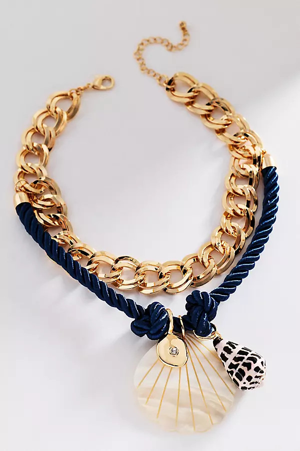 Seashell Layered Chunky Chain Necklace | Anthropologie (US)
