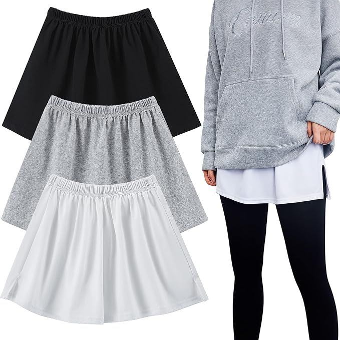 3 Pieces Adjustable Layering Fake Top Lower Sweep Skirt Half-Length Splitting Mini Skirt Hemline ... | Amazon (US)