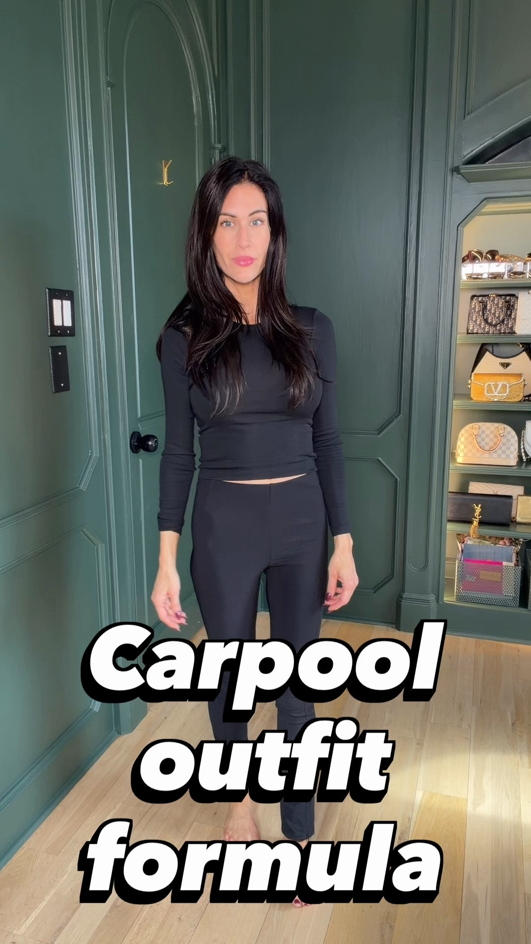 Black legging + black basic to start. Add outer layer, comfy shoes, matching bag and sunglasses. Tres chic in a hurry! 

#LTKgrwm #LTKootd #LTKdayinmylife