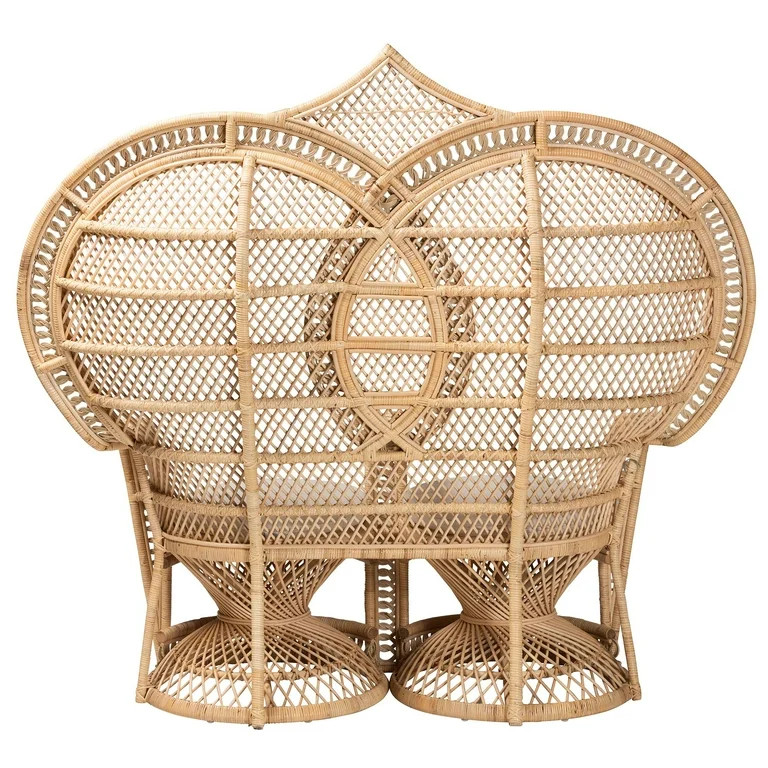 bali & pari Nerita Rattan BOHO Two-Seater Peacock Chair, Natural Brown | Walmart (US)