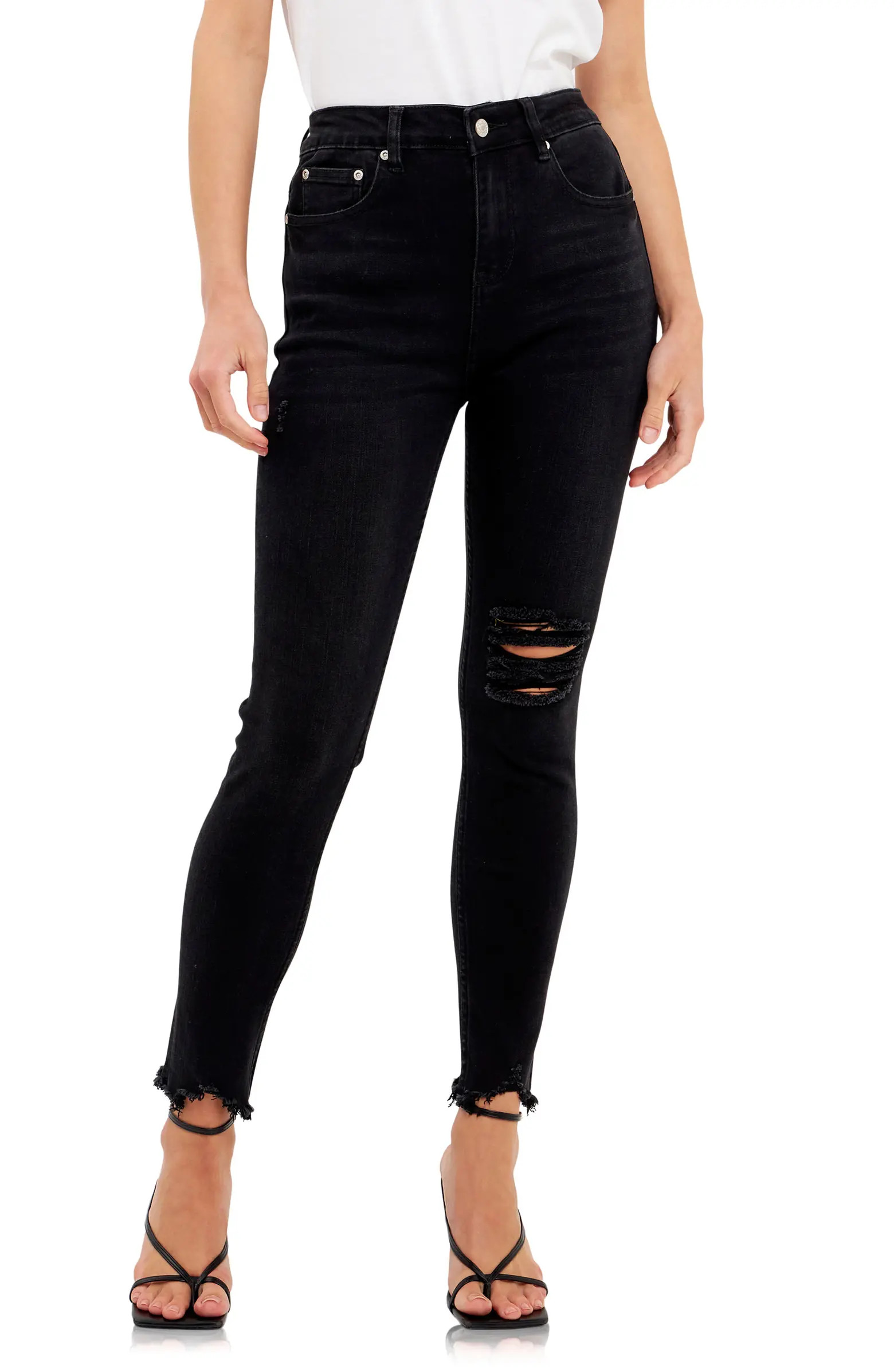Destroyed Raw Hem Skinny Jeans | Nordstrom