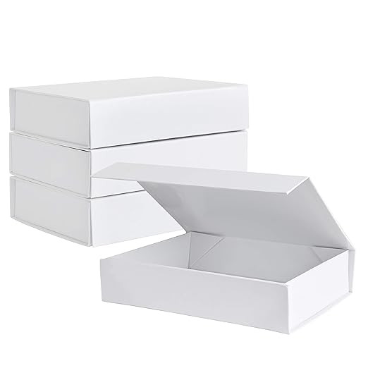 Purple Q Crafts White Hard Gift Box with Magnetic Closure Lid 7 inch x 5 inch x 1.6 inch Rectangl... | Amazon (US)