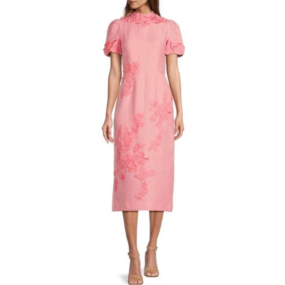 Antonio Melani Willow Floral Applique Mock Neck Short Sleeve Midi Dress | Poshmark