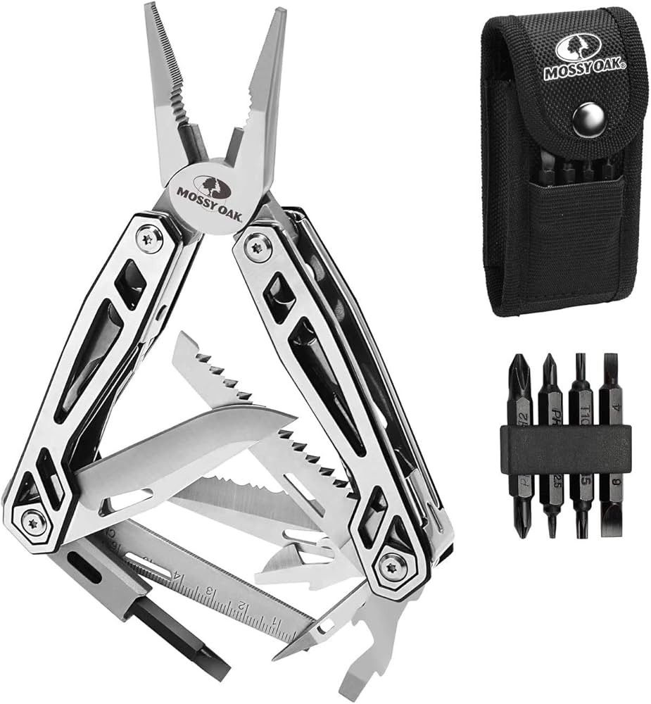 MOSSY OAK Multitool, 21-in-1 Stainless Steel Multi Tool Pocket Knife with Screwdriver Sleeve, Self-l | Amazon (US)
