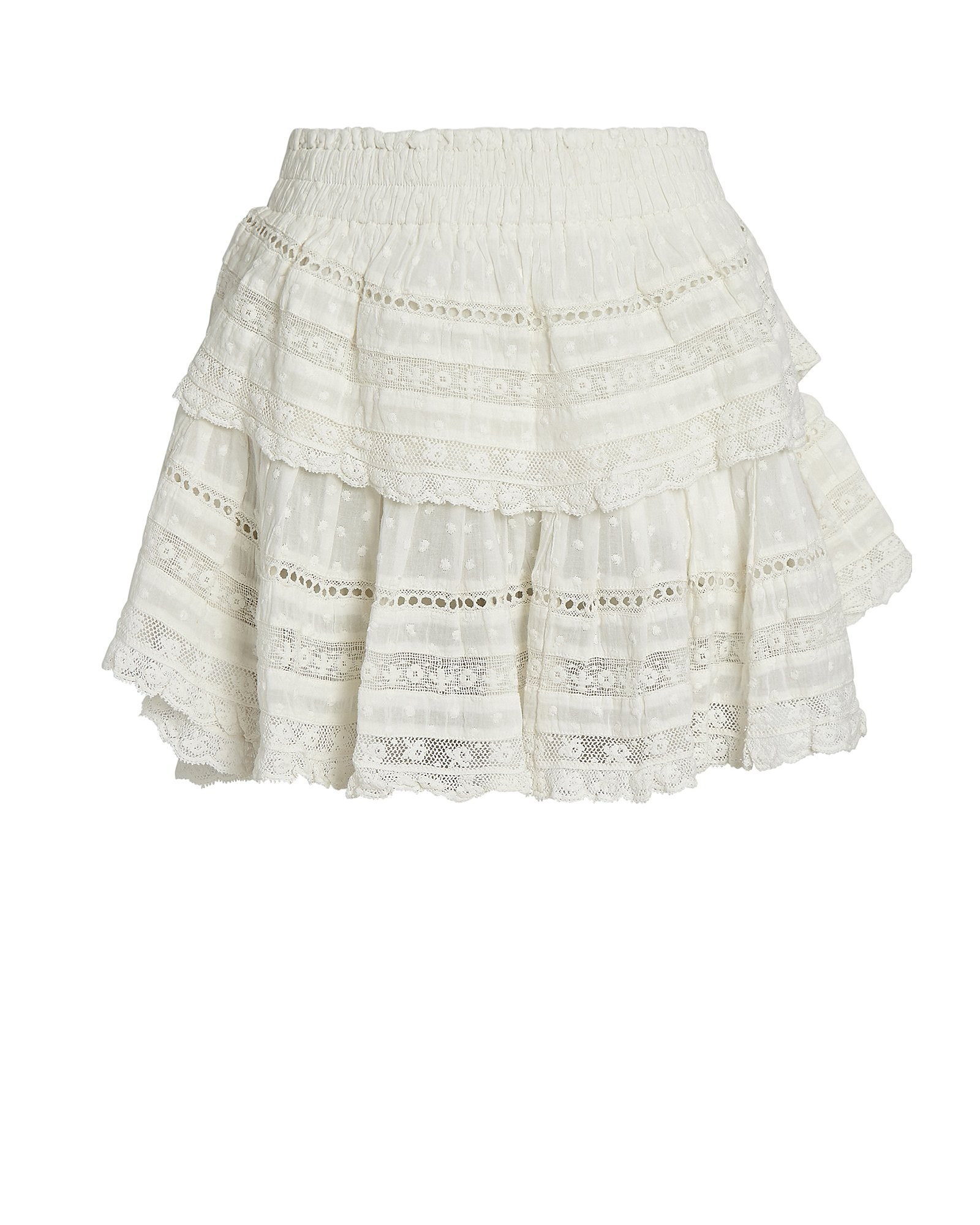 LoveShackFancy Ruffled Lace Mini Skirt, White S | INTERMIX