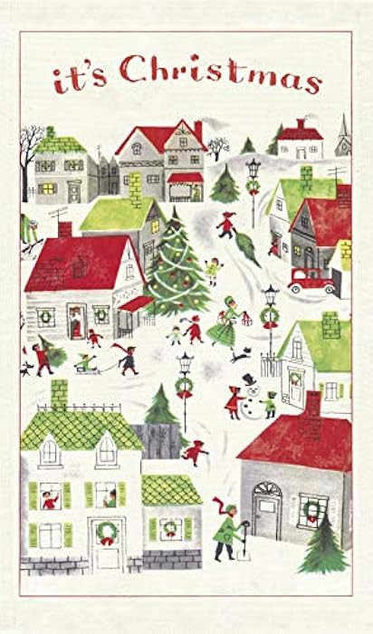 Cavallini Papers Christmas Village Tea Towel, Multicolor | Amazon (US)