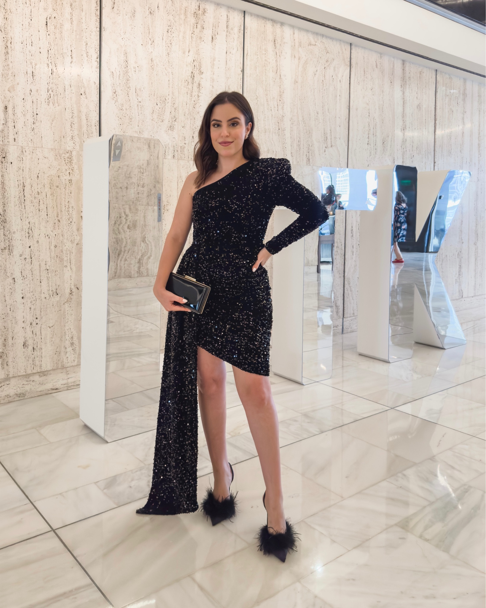 The most perfect party dress! Love this black sequin dress, it would be amazing for a wedding or special event. Wearing a size 4, runs small!

These fun feathers pumps are on sale and SO comfortable! They run true to size



#LTKHoliday #LTKCon #LTKfindsunder100