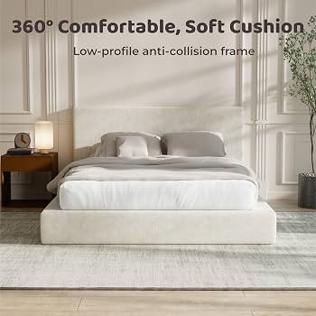 RECCI AirFrame King Size Bed Frame with Headboard, Cloud Upholstered Platform Bed Frame, 5 Inch F... | Amazon (US)