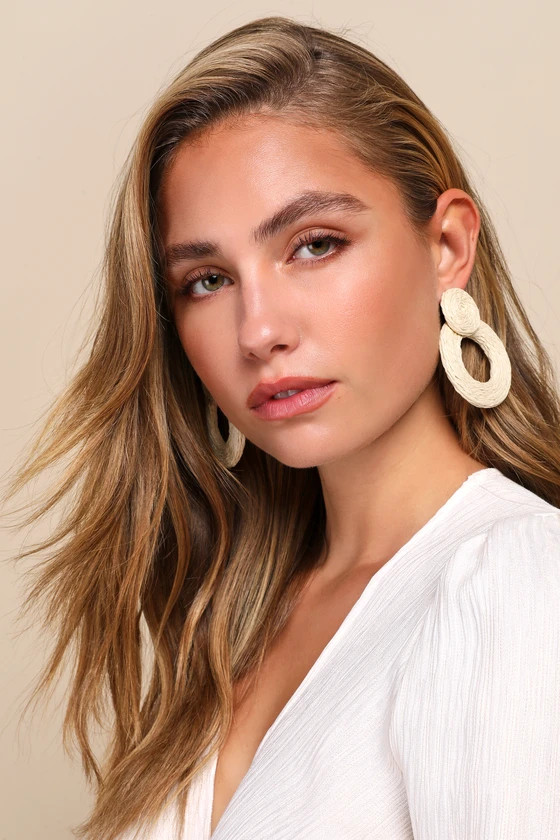 Sunny Statement Beige Raffia Statement Earrings | Lulus