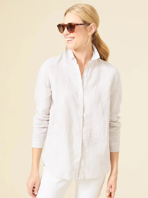 Britt Linen Shirt in Stripe | J.McLaughlin