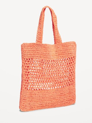 Straw-Paper Crochet Tote Bag for Women | Old Navy (US)
