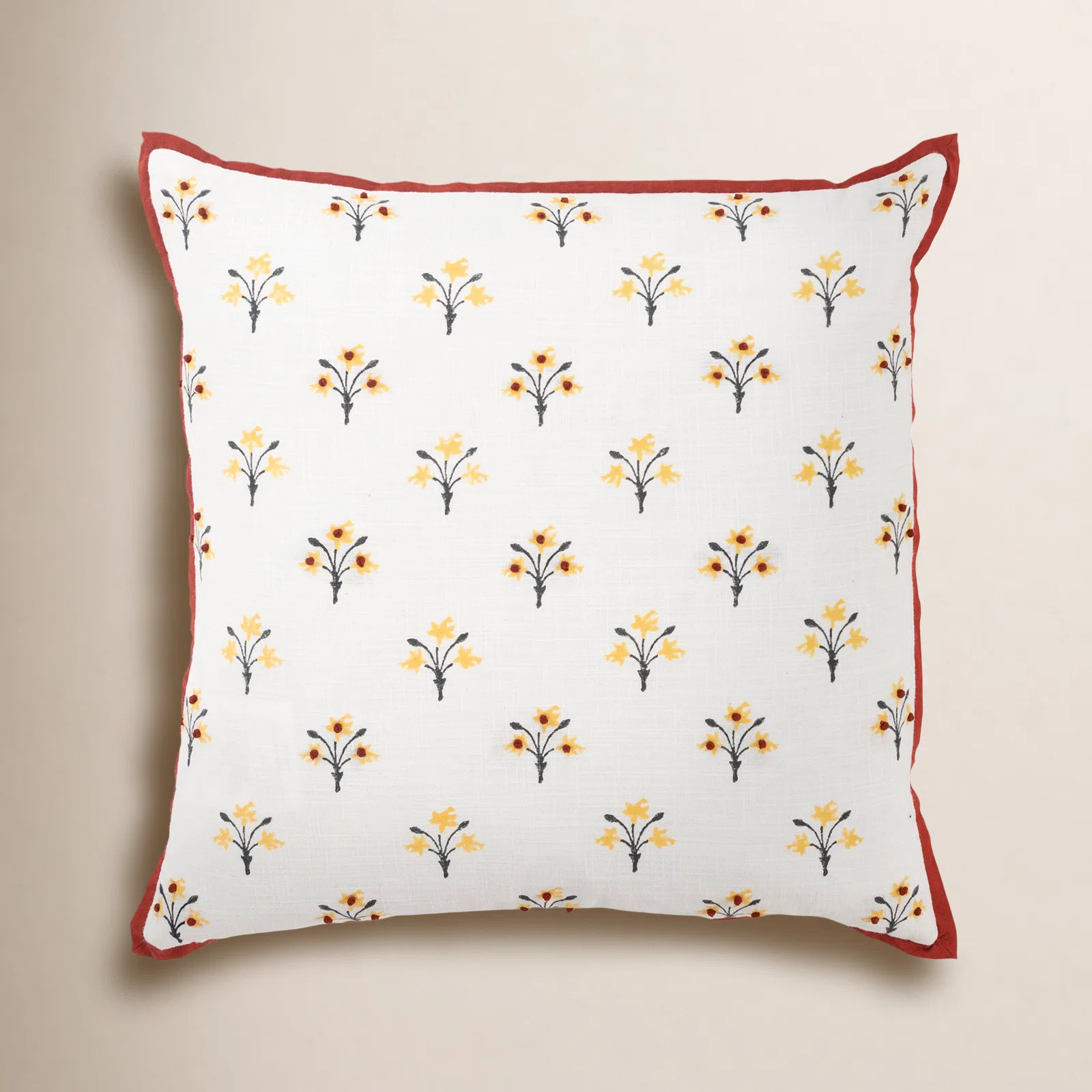 Devere Embroidered Cotton Throw Pillow | Birch Lane