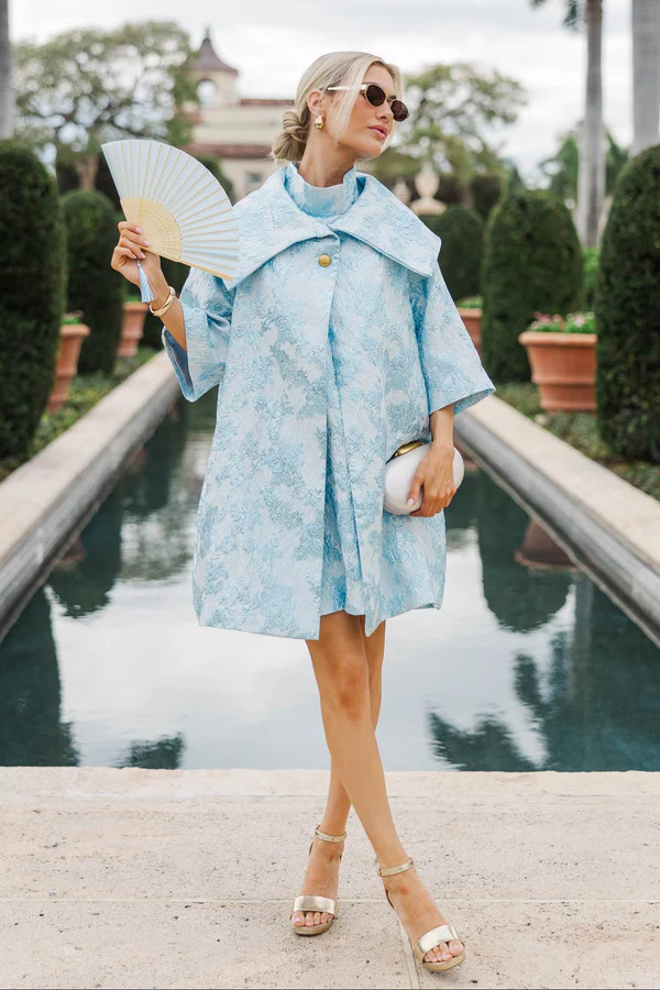 Best Days Are Here Light Blue Brocade Jacket | The Mint Julep Boutique