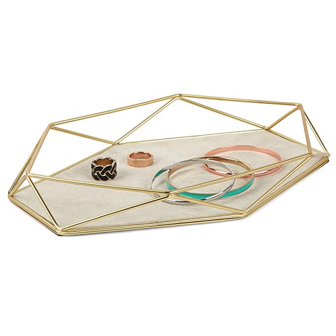 Umbra Prisma Tray, Geometric and Brass Plated Jewelry Storage, 11" Length x 7.25" Height x 1.5”... | Amazon (US)