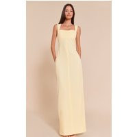 Butter Yellow Tailored Woven Strappy Maxi Dress | PrettyLittleThing US