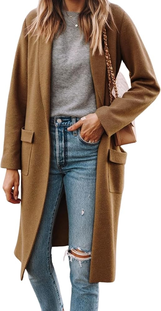 Hooever Women's Long Cardigans Oversized Chunky Knit Coatigan Fall Trendy Open Front Sweater Jack... | Amazon (US)