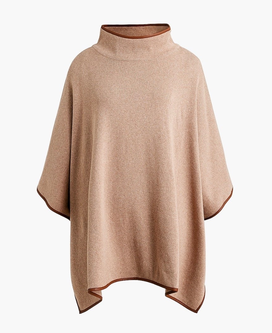 J.Crew Factory faux leather trim poncho 

#LTKFindsUnder100