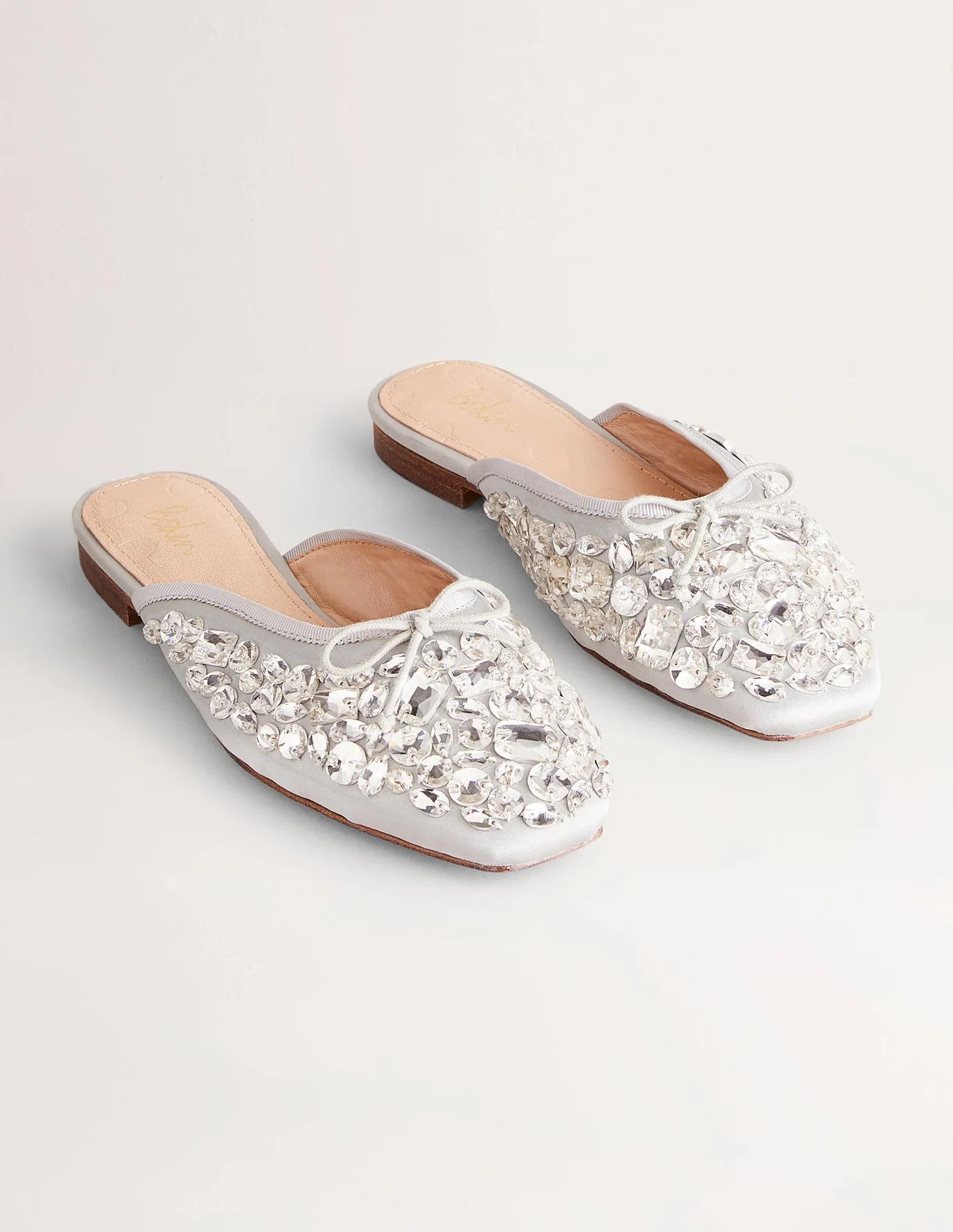 Jewel Encrusted Flat Mule - Silver | Boden (US)