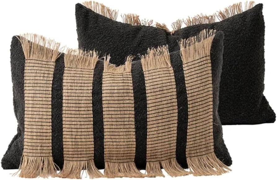MOCOFO Handwoven Jute Cotton Striped Pillow Covers, Wabi Sabi Boho Farmhouse Decorative Throw Cus... | Amazon (CA)