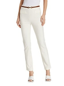 Fia High-Rise Belted Slim Pants | Saks Fifth Avenue